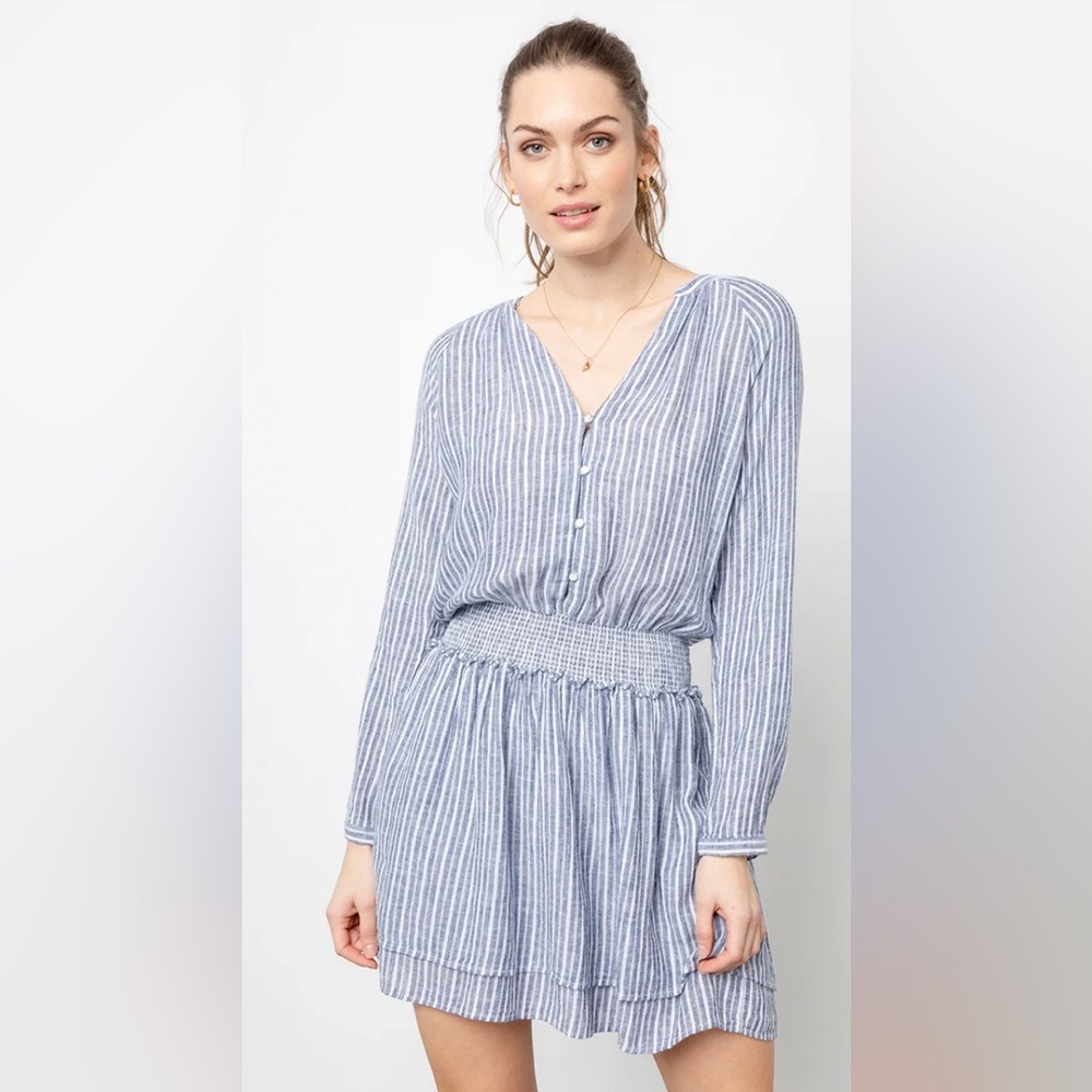 ✨ Rails ✨ jasmine linen long sleeve mini dress in stripe